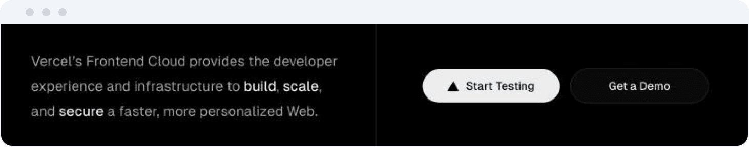 CTA button example for "start testing"