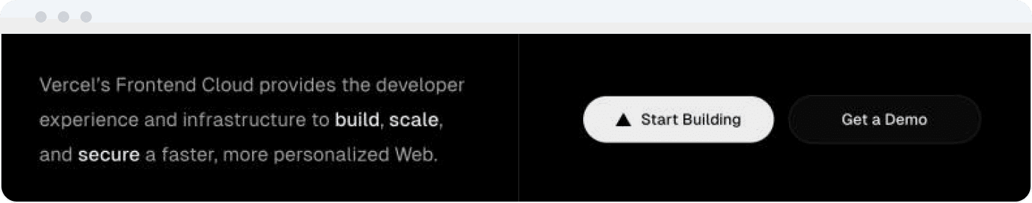 CTA button example for "start building"