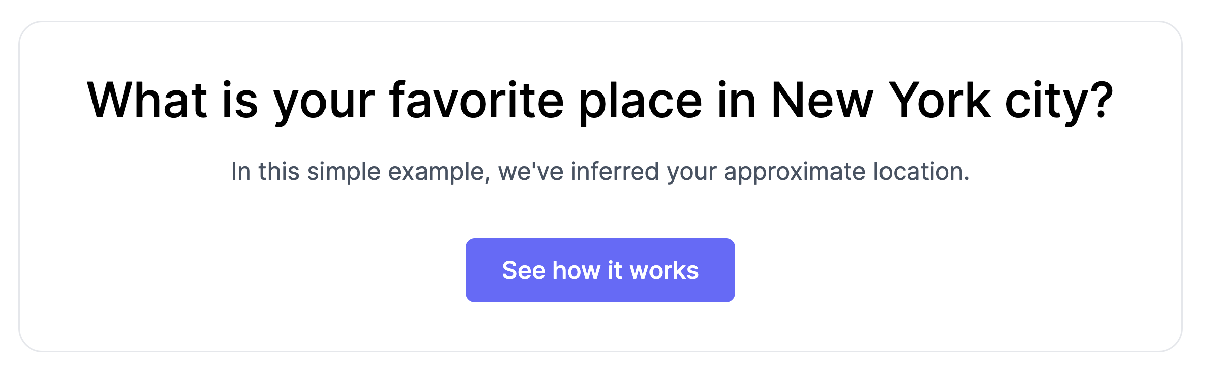 Example of personalized image asking visitors what is their favorite place in New York city. Location API was used to segment users from New York.